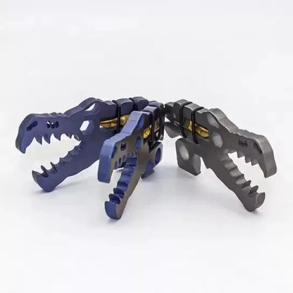 Dinosaur Head Tool in TC4 titanium, available in grey, blue, and copper