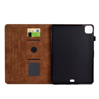 Diamond frosted leather iPad Pro 11 case with built-in card holder slots shown open.