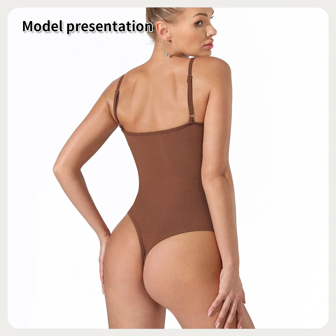 Chic and Comfortable Women's Bodysuit in Versatile Solid Colors: Black and Coffee