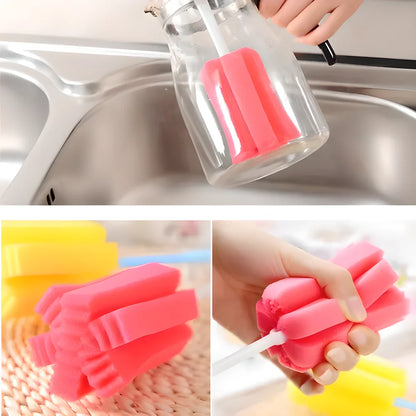 2-in-1 Cup Cleaning Brush Set with Soft Sponge Tip and Durable Plastic Handle