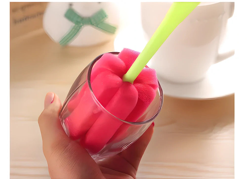 2-in-1 Cup Cleaning Brush Set with Soft Sponge Tip and Durable Plastic Handle