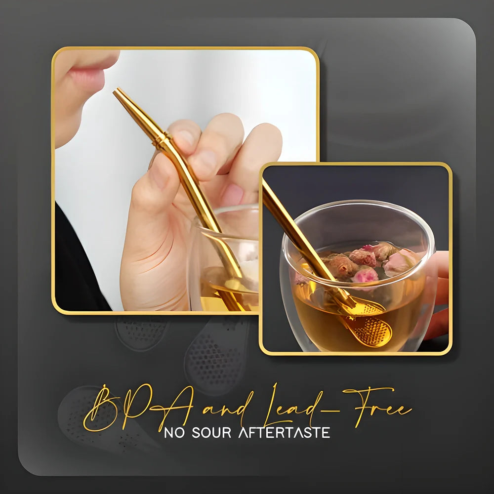 Premium Stainless Steel 2-in-1 Spoon Straw - Reusable, Eco-Friendly Beverage Accessory