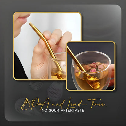 Premium Stainless Steel 2-in-1 Spoon Straw - Reusable, Eco-Friendly Beverage Accessory