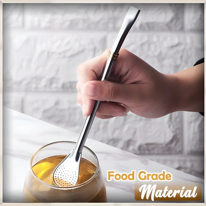 Premium Stainless Steel 2-in-1 Spoon Straw - Reusable, Eco-Friendly Beverage Accessory
