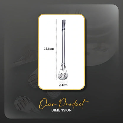 Premium Stainless Steel 2-in-1 Spoon Straw - Reusable, Eco-Friendly Beverage Accessory