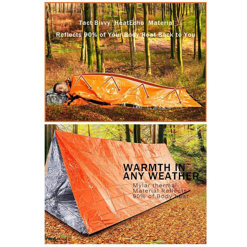 Reusable Emergency Sleeping Bag with thermal waterproof protection for survival situations
