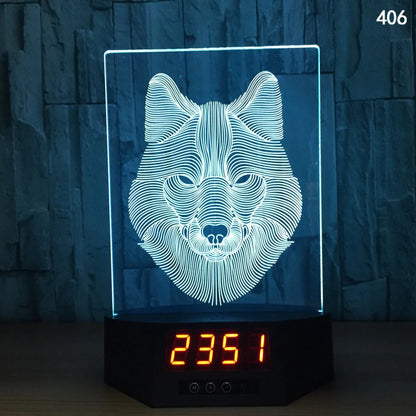 Blue dolphin-shaped table lamp with glowing 3D design and remote control on wooden surface