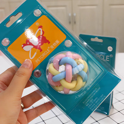 Non-toxic rubber dog chew toys in star, ring and ball shapes with textured cleaning surface