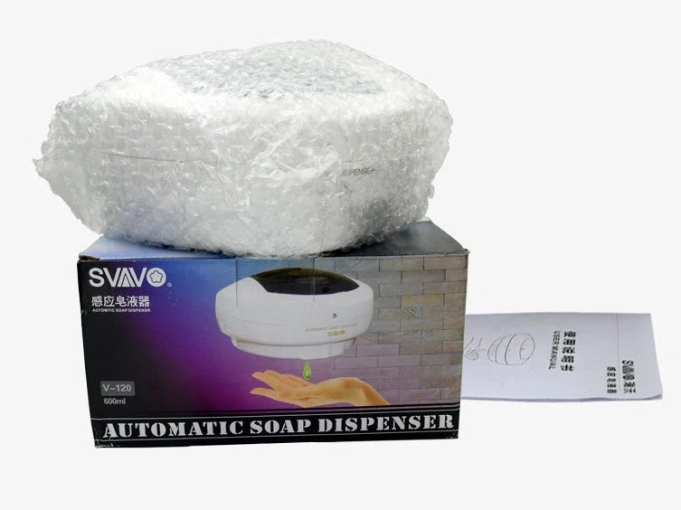 Wall-mounted automatic soap dispenser in white, featuring touch-free operation and durable ABS plastic construction
