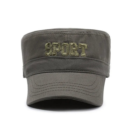 Men's adjustable cotton peaked cap in army green with dome crown design for sun protection