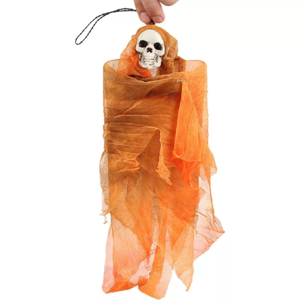 Little Hanging Ghost Haunted House Ornament Doll in purple, blue, gray, or orange