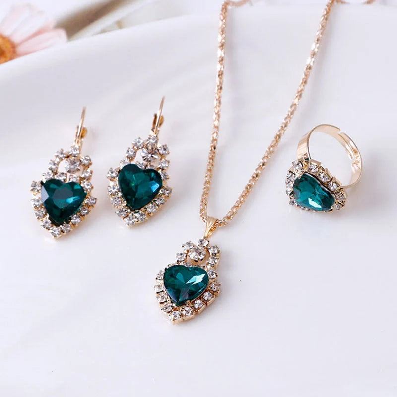 Hhomeenjoy Elegant Water Drop Rhinestone Jewelry Set