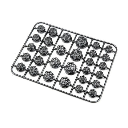 Set of 30 coloured ABS plastic screw caps for motorcycle engine bolt head customisation.