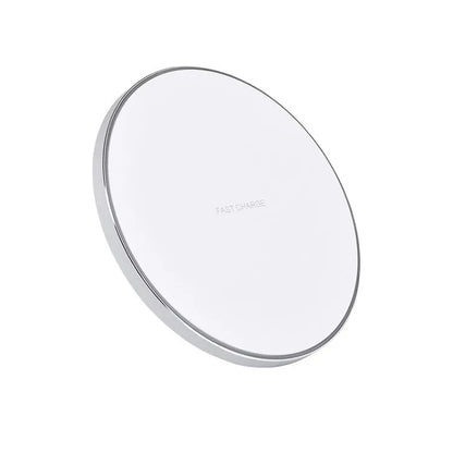 Ultra-slim square wireless charging pad in black, red, white, or yellow colour options.
