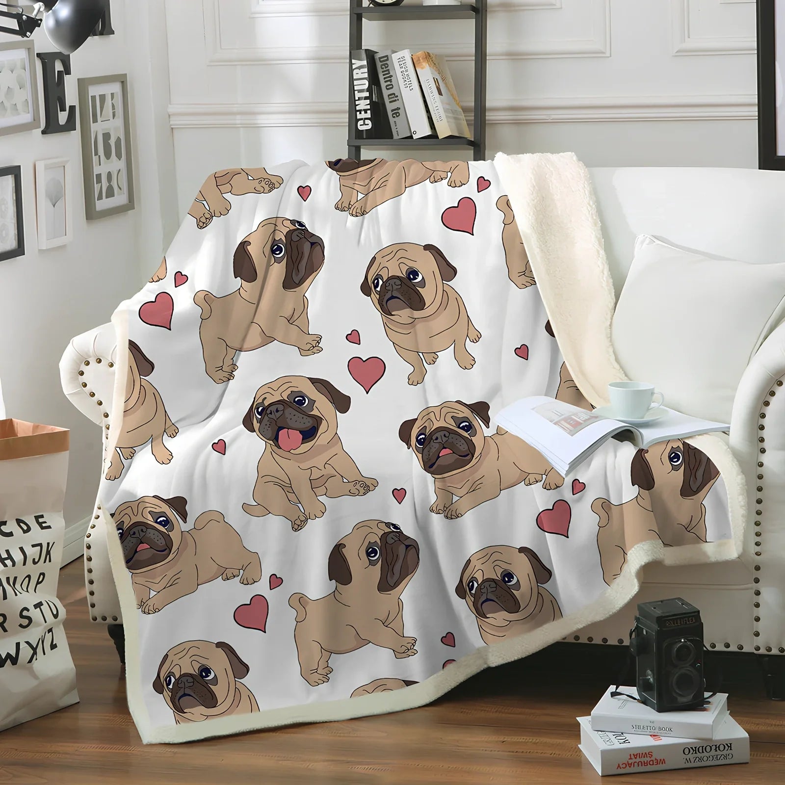 Winter double-layer thick blanket with puppy series design measuring 150x200cm