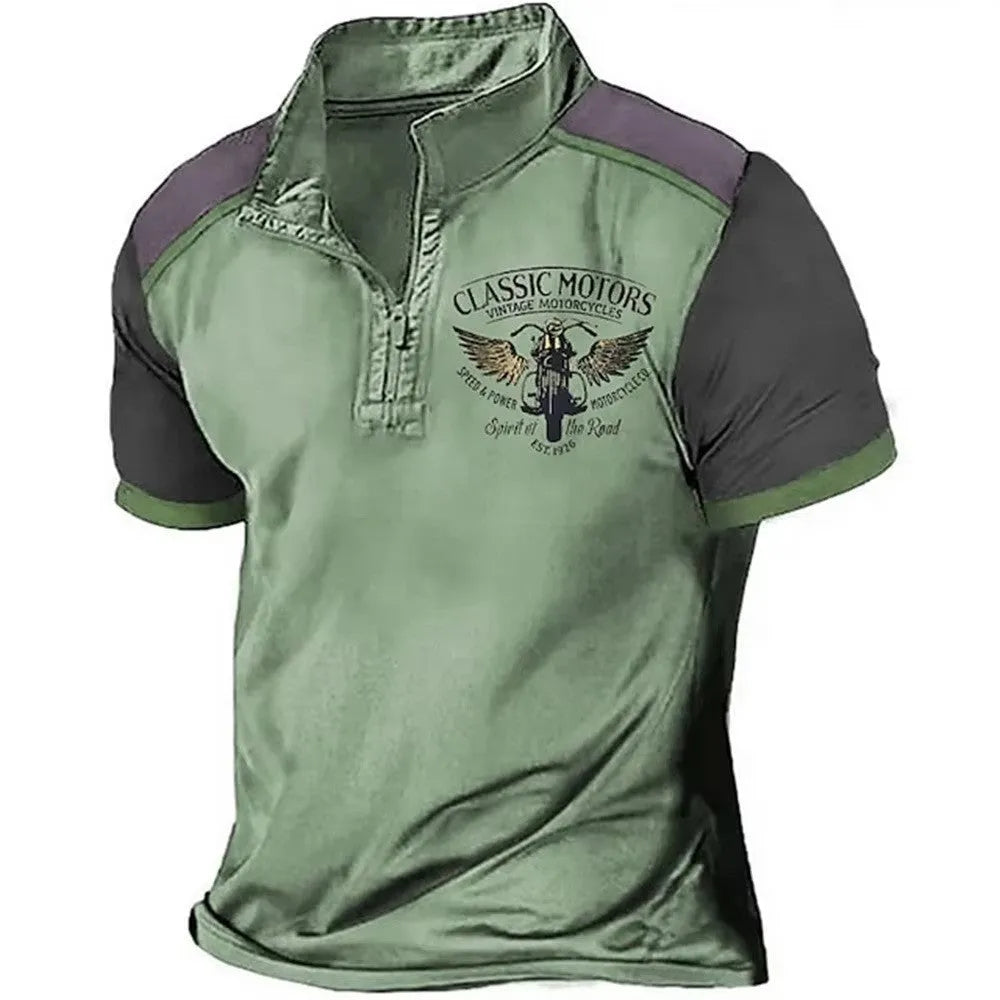 Loose fit grey golf polo shirt with 3D digital print on polyester fabric
