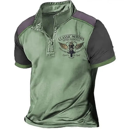 Loose fit grey golf polo shirt with 3D digital print on polyester fabric