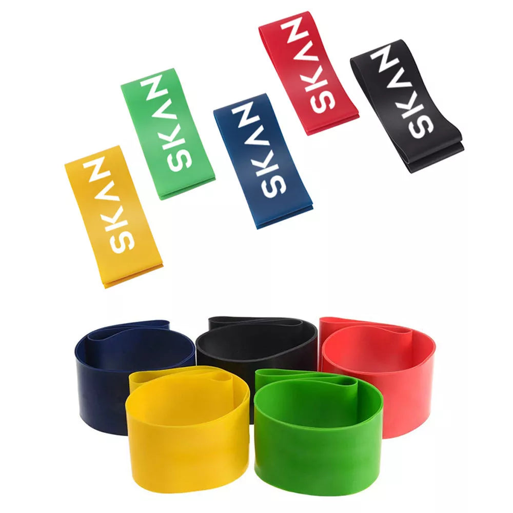 5 Level Resistance Rubber Bands for Yoga and Training in various colors with storage bag