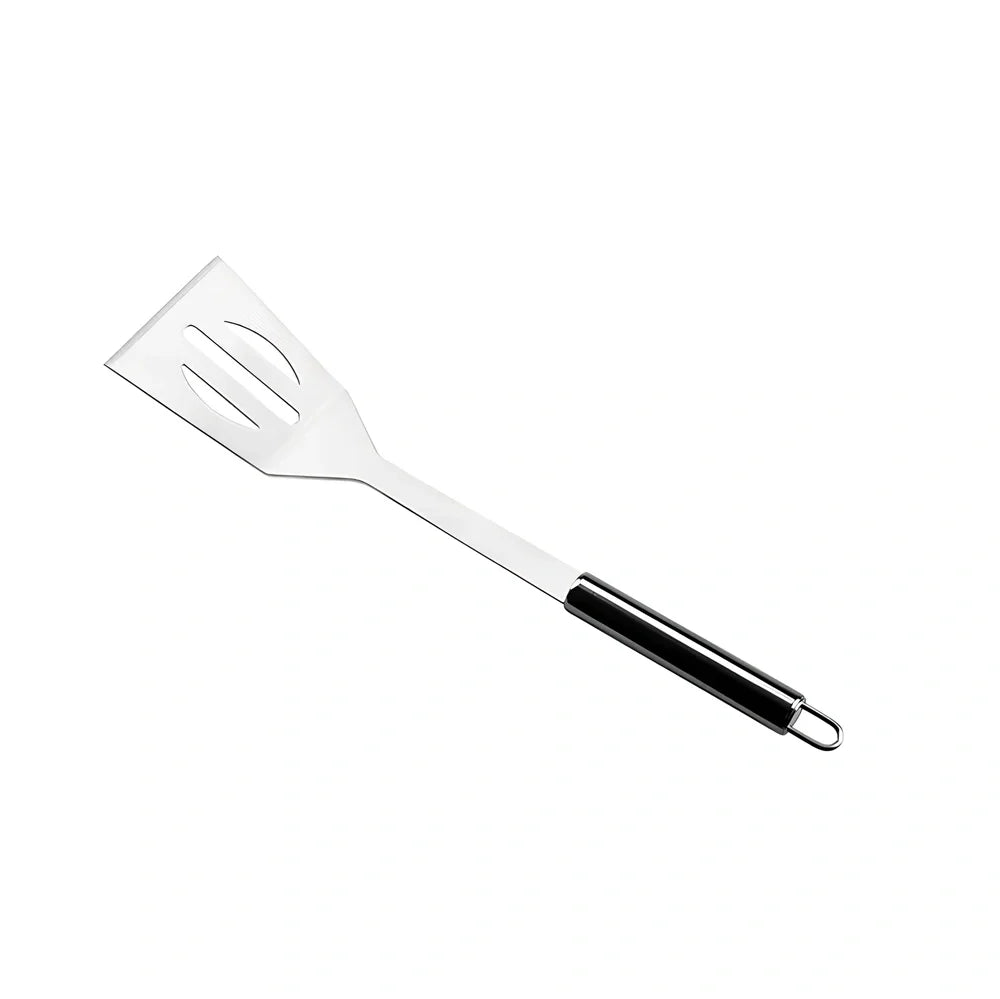 10-piece stainless steel BBQ tool set with shovel, knife, clip, strings, fork, brush in storage bag