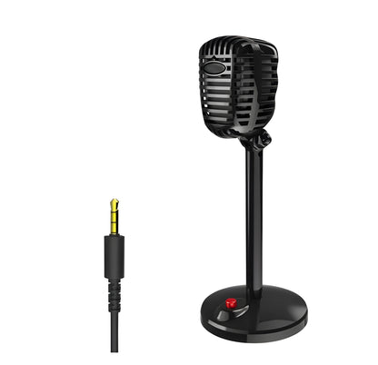 Black USB computer microphone on an adjustable stand with a long cable.