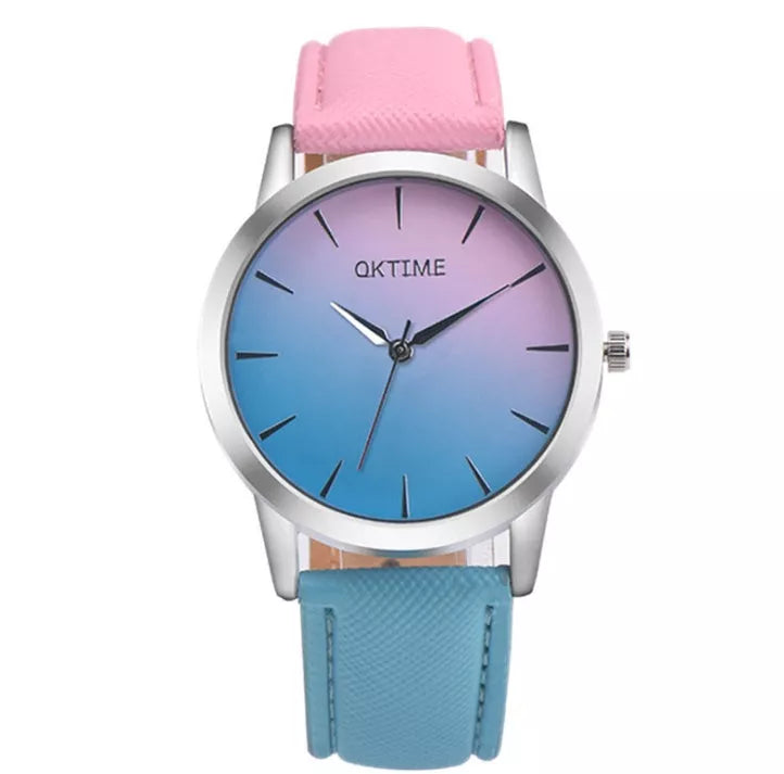 Retro Rainbow Analog Quartz Watch for Women with waterproof feature and vibrant colors