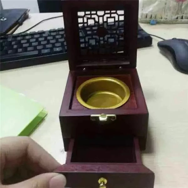 Radiata pine incense burner ashtray in brown, dimensions 17cm by 9cm