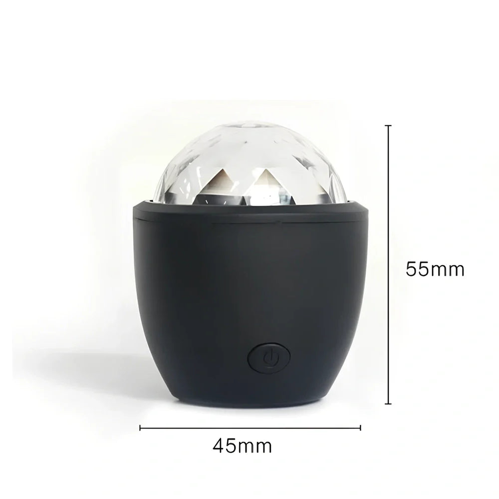 Mini USB voice activated crystal magic ball LED disco projector with 3 colour lights