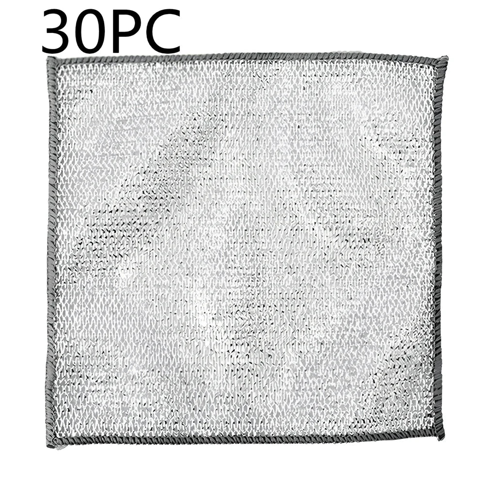 Silver silk cloth pattern steel wire cleaning cloth measuring 20x20cm for kitchen pots and bowls