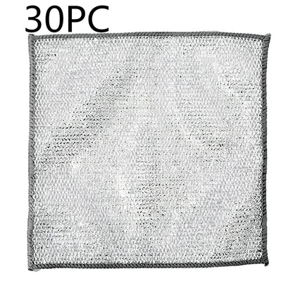 Silver silk cloth pattern steel wire cleaning cloth measuring 20x20cm for kitchen pots and bowls