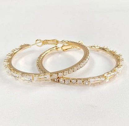 Elegant gold zircon earrings with vintage-inspired design and mixed gem inlay