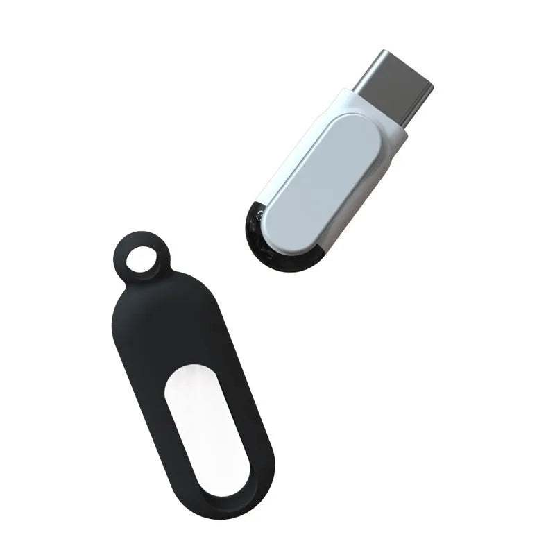 Smartphone infrared emission remote control with Type-C, Micro-USB, or Apple Lightning interface, 30x11x7.5mm, key ring and silicone cover