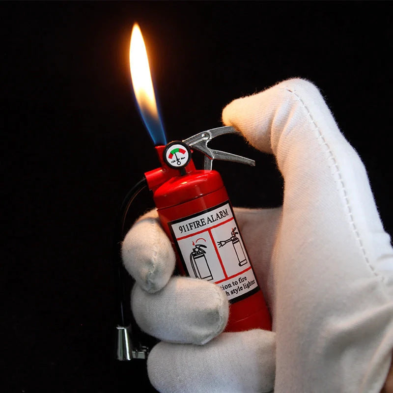 Creative fire extinguisher-shaped lighter in red with light, refillable and eco-friendly