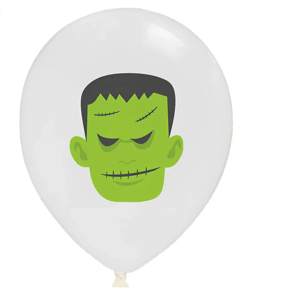Halloween balloon decoration set with 10 printed latex balloons showing ghost and skeleton designs