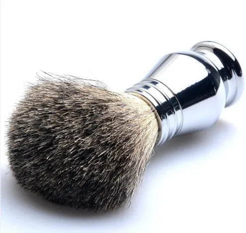 Double edge safety razor shaving set for men with badger hair brush, chrome stand, zinc alloy soap bowl, 10 free blades and gift box - traditional wet shaving kit