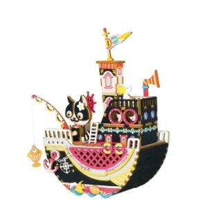 DIY 3D Kitty Ballet Wooden Puzzle with Moveable Music Box