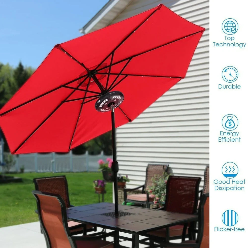 Detachable umbrella camping light with Roman illumination pattern and magnetic mounting system
