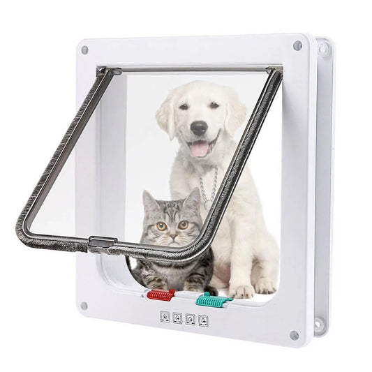 4-Way Lockable Pet Door Security Flap with ABS Plastic Construction in various colors and sizes