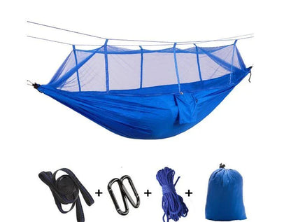 Lightweight and portable parachute hammock with mosquito net for outdoor relaxation