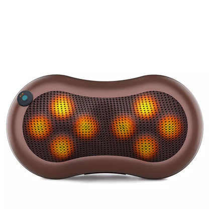 Massager Pillow with multiple head options for targeted muscle relief, compact and portable design