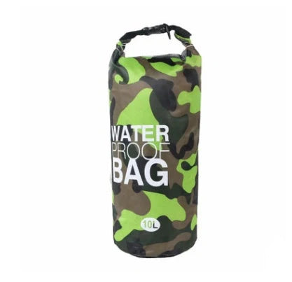 Camouflage waterproof bucket bag in various sizes for outdoor activities