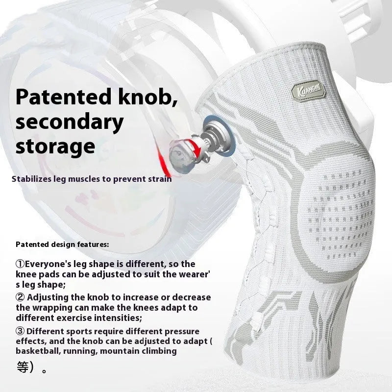 Grey-white sports knee pads showing single-sided left and right foot designs for basketball football running