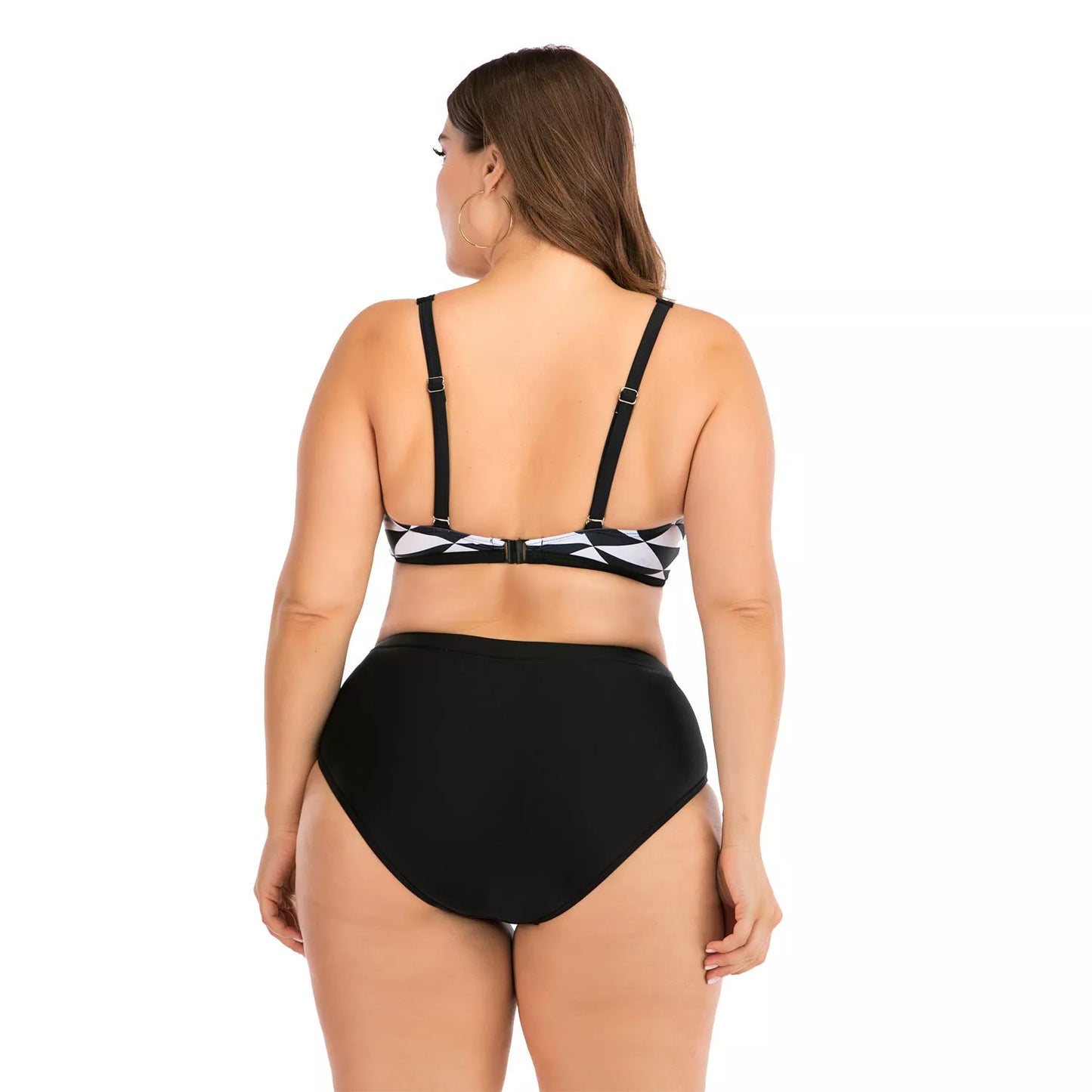 Big cup ladies swimsuit in black, made with durable nylon fabric for support and style