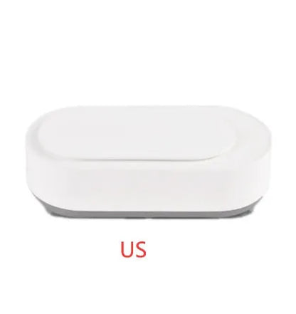 White portable ultrasonic cleaner with stainless steel tank for cleaning jewellery and glasses