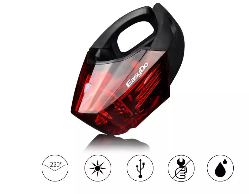 Bicycle tail light with 3 LED beads for night safety, waterproof, compact design