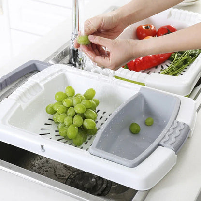 Versatile plastic cutting boards in gray, blue, and green colors with a stacking design for convenient storage