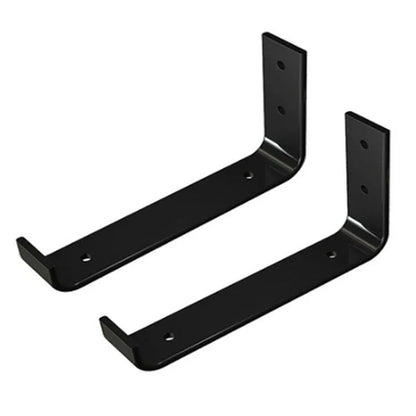 Sturdy black iron wall shelves with a rustic, industrial-chic design for organizing and displaying items in your home or office
