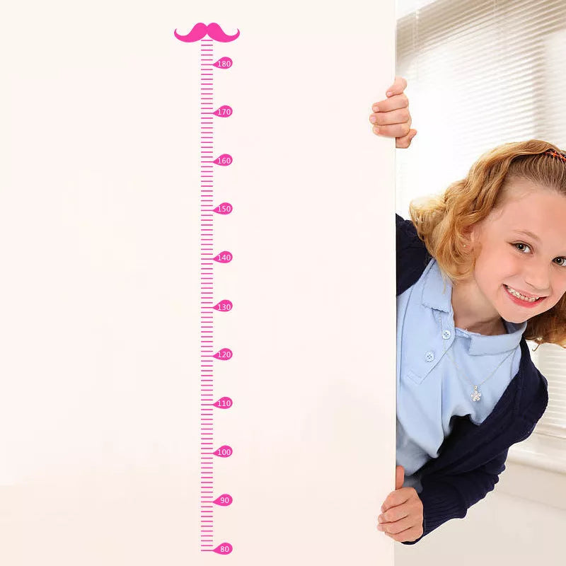 Black children's beard height measurement wall sticker, 57x12cm, modern design