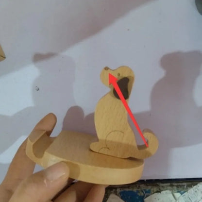 Beech wood mobile phone holder with coin slot showing adjustable angle and resin decorative elements