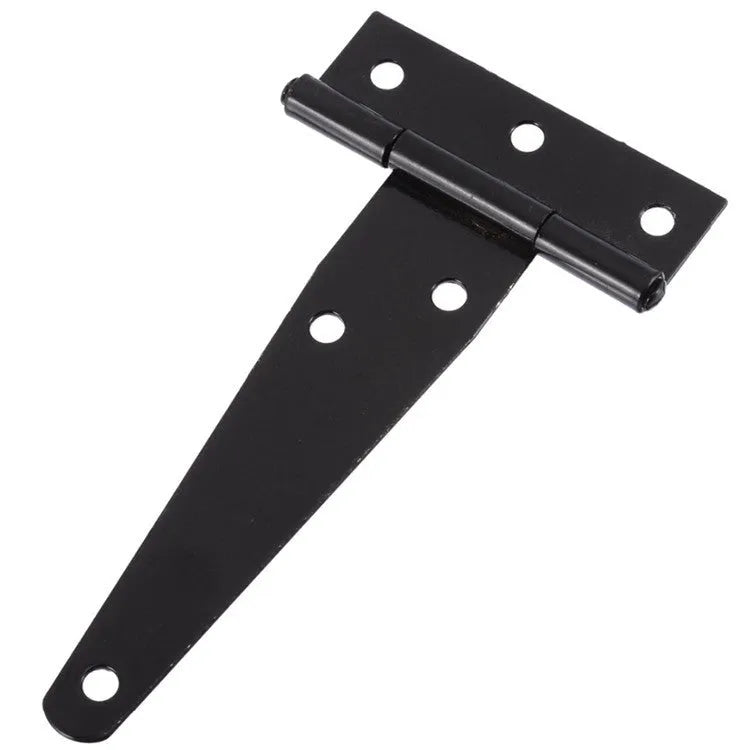 Fixed light T-shaped iron hinge for wooden doors showing straight arm curvature and built-in installation design
