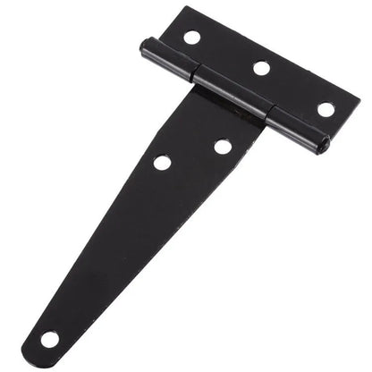 Fixed light T-shaped iron hinge for wooden doors showing straight arm curvature and built-in installation design